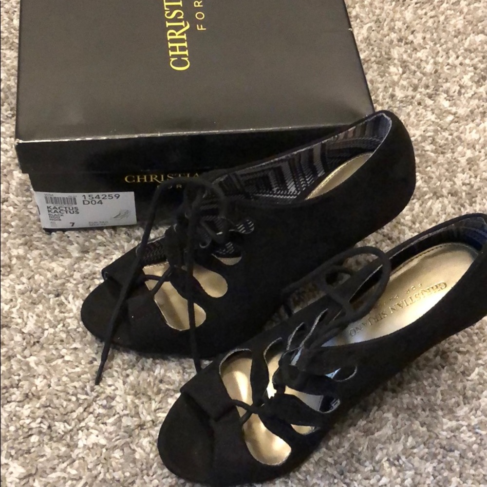 Christian Siriano for Payless Black Lace Up Heels
